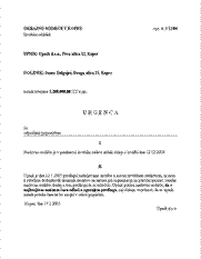 Urgenca upnika za odločitev o predlogu za dopolnitev izvršbe z izvršbo na dolžnikova denarna sredstva na računih pri bankah - S tem obrazcem upnik urgira za odločitev o predhodno vloženem predlogu za nadaljevanje izvršbe z novim izvršilnim sredstvom - izvršbo na dolžnikova denarna sredstva na bančnih (TRR) računih. Ko sodišče prejme urgenco, jo je dolžno vložiti v spis. Ko bo pristojna sodna oseba vzela spis iz arhiva in spis pregledala, obstaja večja verjetnost, da bo sodišče izdalo urgirano odločbo.