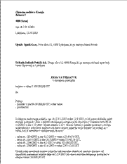 Prijava navadnih terjatev v stečaju podjetja - S spodnjim obrazcem upnik poda prijavo svojih navadnih terjatev v stečajnem postopku pravne osebe (podjetja).

Terjatev mora upnik prijaviti v roku treh mesecev od objave oklica o začetku stečajnega postopka na spletnih straneh AJPES. Prijava terjatve je za upnika nujna, saj v nasprotnem primeru upnik, ki svoje terjatve v stečajni postopek ni prijavil, ne pride niti do sorazmernega poplačila iz stečajne mase (njegova terjatev do dolžnika ugasne, kar pomeni, da sploh ne pride do poplačila).

Upnik je tisti, ki mora poslovanje svojega dolžnika spremljati, kar med drugim pomeni, da mora spremljati objave stečajev, če se pojavi sum, da njegov dolžnik slabo posluje in se nahaja v slabem finančnem stanju.

Od 1.1.2011, upniku pri prijavi svojih terjatev, ni več potrebno plačati sodne takse.
