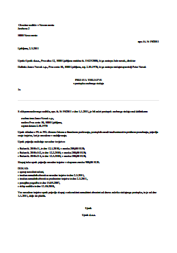 Prijava terjatev v osebnem stečaju - S spodnjim obrazcem upnik izdela dokument, s katerim poda prijavo svojih terjatev v osebnem stečaju.

Terjatev mora upnik prijaviti v roku treh mesecev od objave oklica o začetku stečajnega postopka na spletnih straneh AJPES. 

 Če upnik ne prijavi terjatve v stečajnem postopku do roka, se njegova
terjatev upošteva pri posamezni razdelitvi v stečajnem postopku samo, če je priznana do izdelave načrta
končne razdelitve. Prednostne terjatve se v postopku upoštevajo tudi, v kolikor jih dolžnik ne prijavi. 

Od 1.1.2011, upniku pri prijavi svojih terjatev, ni več potrebno plačati sodne takse.
